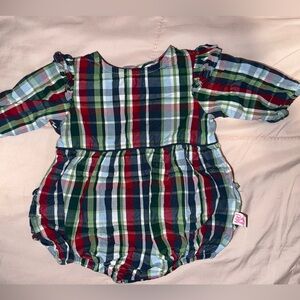 Ruffle Butts Multicolor Plaid Romper baby girl Ruffle Butts 0-3 months
